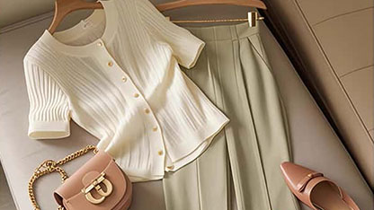 Elegant Knit Top and Pants Set