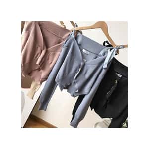 Ribbon Tie Knit Cardigan Set