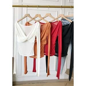 Draped Front Long Sleeve Top