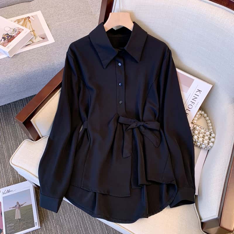 Elegant Black Bow-Tie Blouse