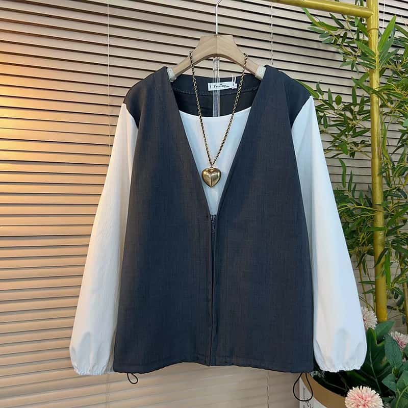 Two-Tone Zip-Up Vest