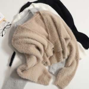 Fuzzy Knit Pullover Sweater