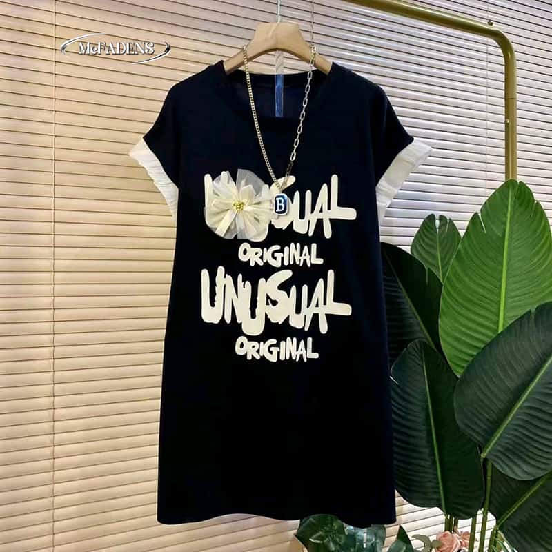 Black Graphic T-Shirt Dress